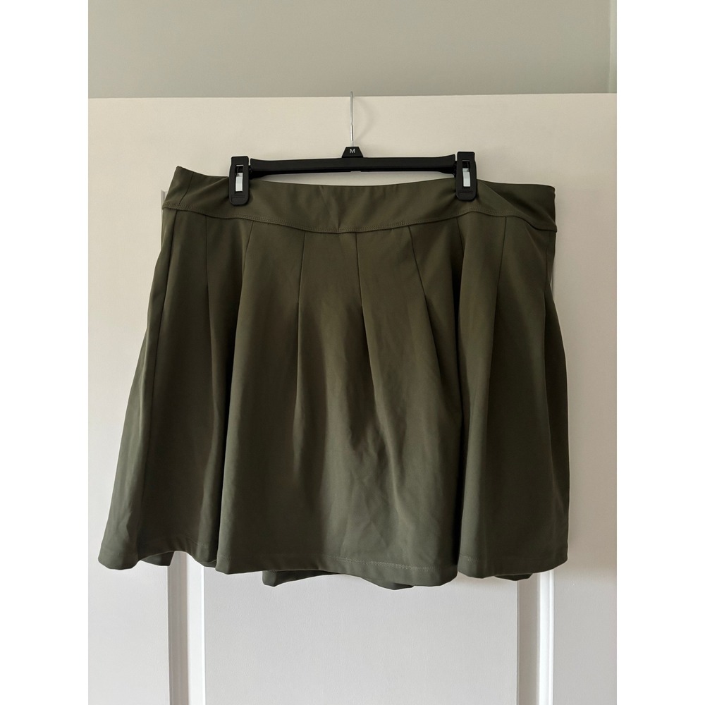 Lands End Women Green Active Skort Pleated Athletic Tennis Golf Skirt 1X 16W-18W
